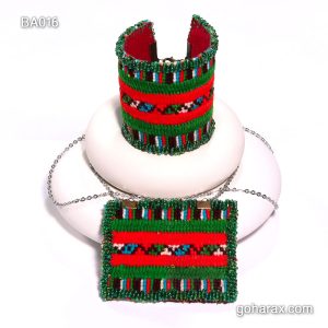 ست گردن بند رو مانتویی و مچ بند سوزن دوزی بلوچی دست ساز