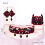 ست طوق گردن گوشواره و مچ بند سوزن دوزی بلوچی دست ساز