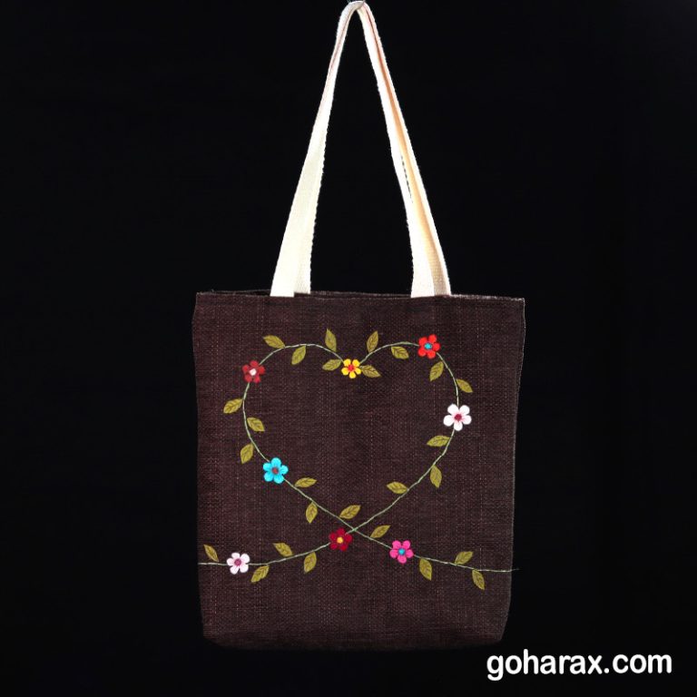 توت بگ پارچه ای مخمل آستر دار طرح Heart of Nature