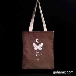 توت بگ پارچه ای مخمل آستر دار طرح پروانه و ماه