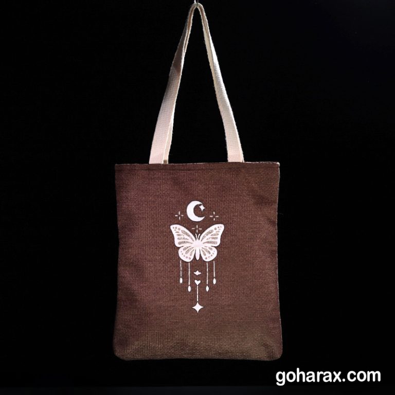 توت بگ پارچه ای مخمل آستر دار طرح پروانه و ماه