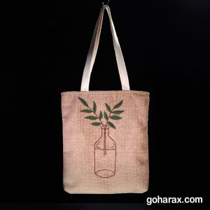 توت بگ پارچه ای مخمل آستر دار طرح برگ زیتون