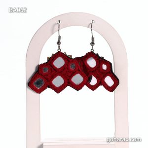 گوشواره سوزن دوزی بلوچی آینه کاری شده دست ساز