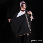 شال یوگا و مدیتیشن پنبه‌ای | ابعاد 120×240 سانتیمتر | مشکی رنگ | طرح حاشیه سفید مشکی | مناسب برای شاواسانا، مراقبه، سفر و استفاده روزمره | ضد حساسیت و قابل شستشو